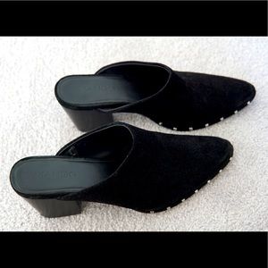 MANGO Black Suede Mules with Studded Detailing